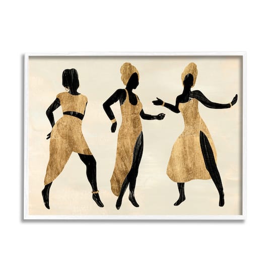 Stupell Industries Powerful Women Dancing  African Glam Fashion Black Beige in White Frame Wall Art